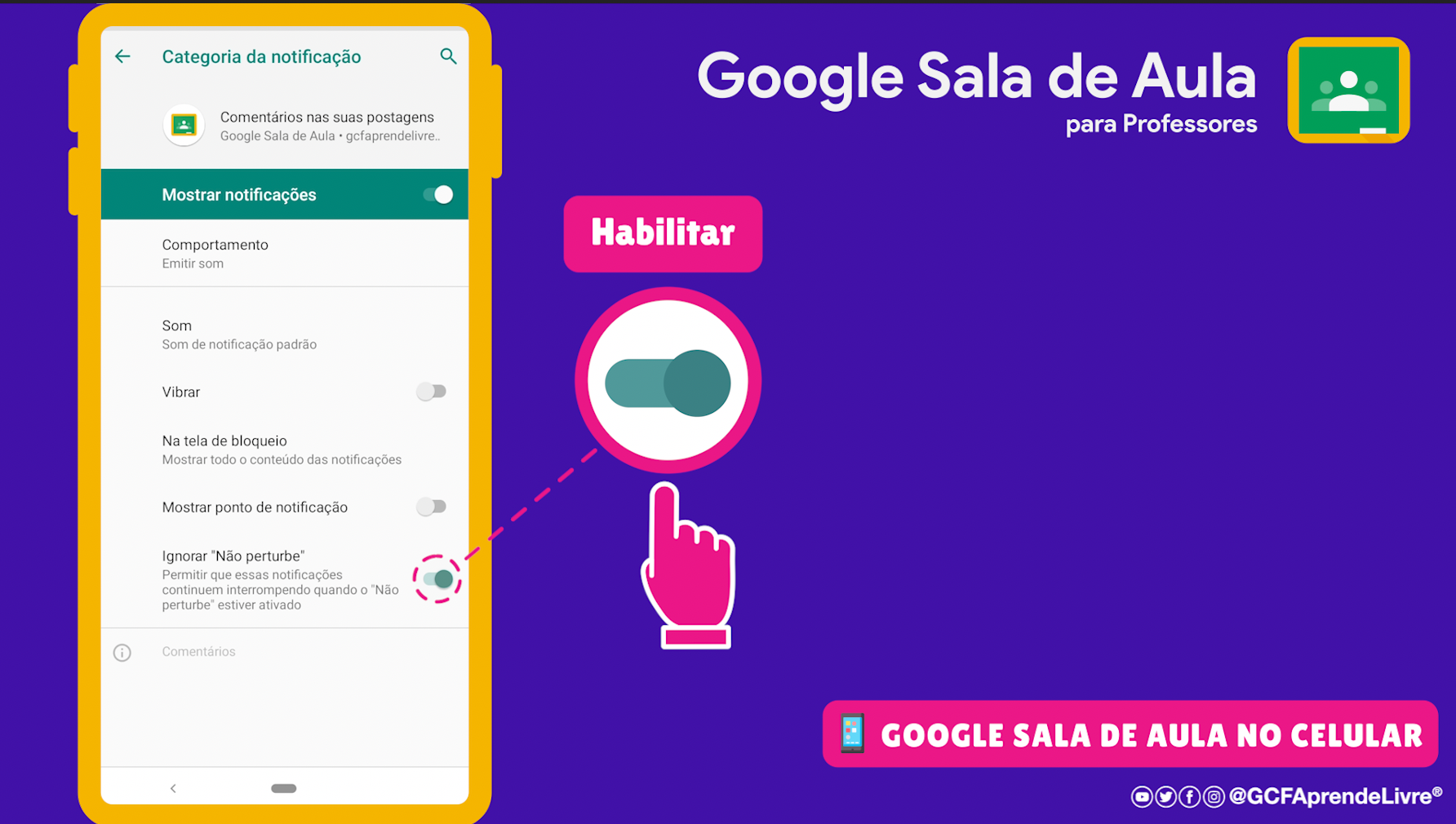 como ativar ou desativar as notificações do Google Sala de Aula 14